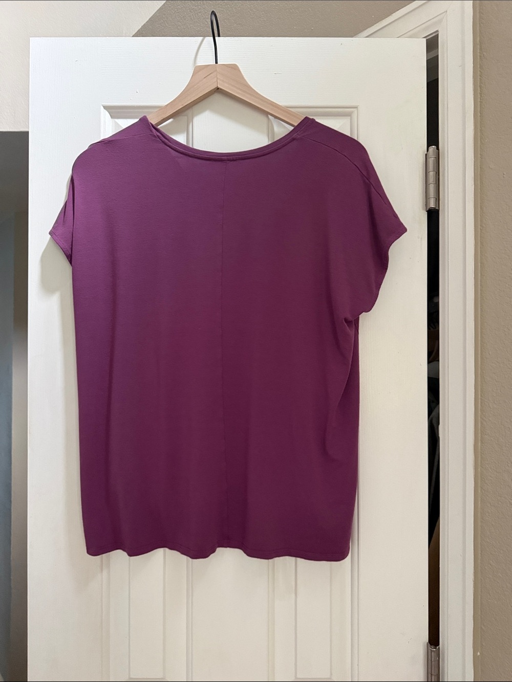 Eileen Fisher Plum Short-Sleeve V-Neck Top T-Shirt - Picture 5 of 8